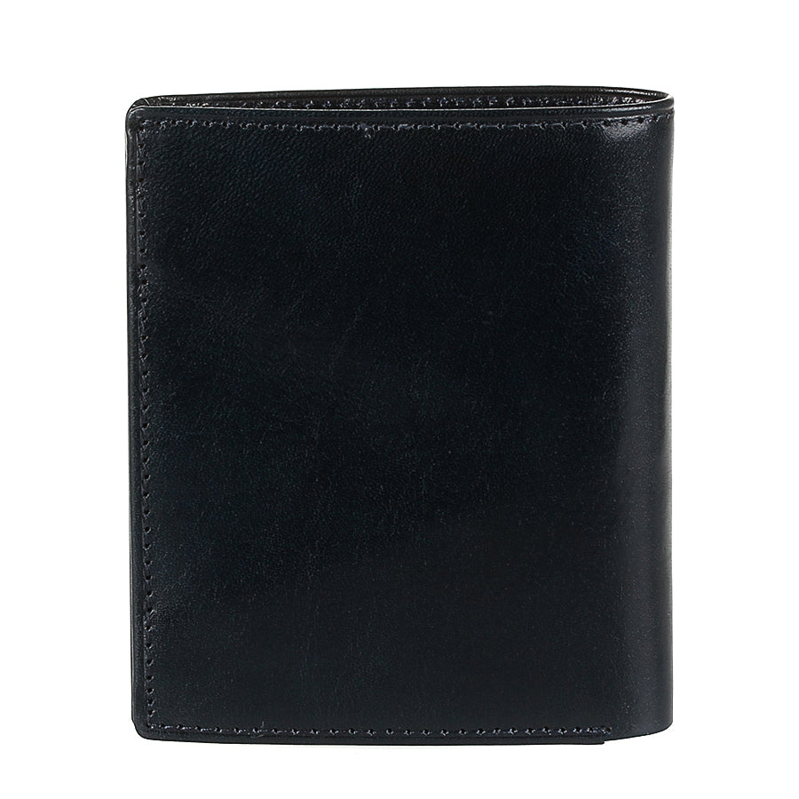 Tony Perotti Viasorte 1165 navy glossy leather compact wallet, back view