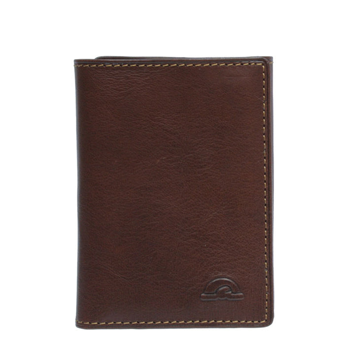 Tony Perotti Nevada 3811+RFID moro RFID compact wallet in dark brown leather with embossed turtle emblem