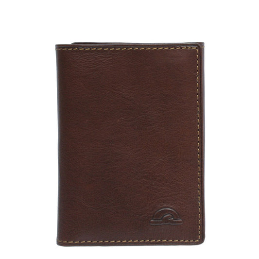 Tony Perotti Nevada 3811+RFID moro RFID compact wallet in dark brown leather with embossed turtle emblem