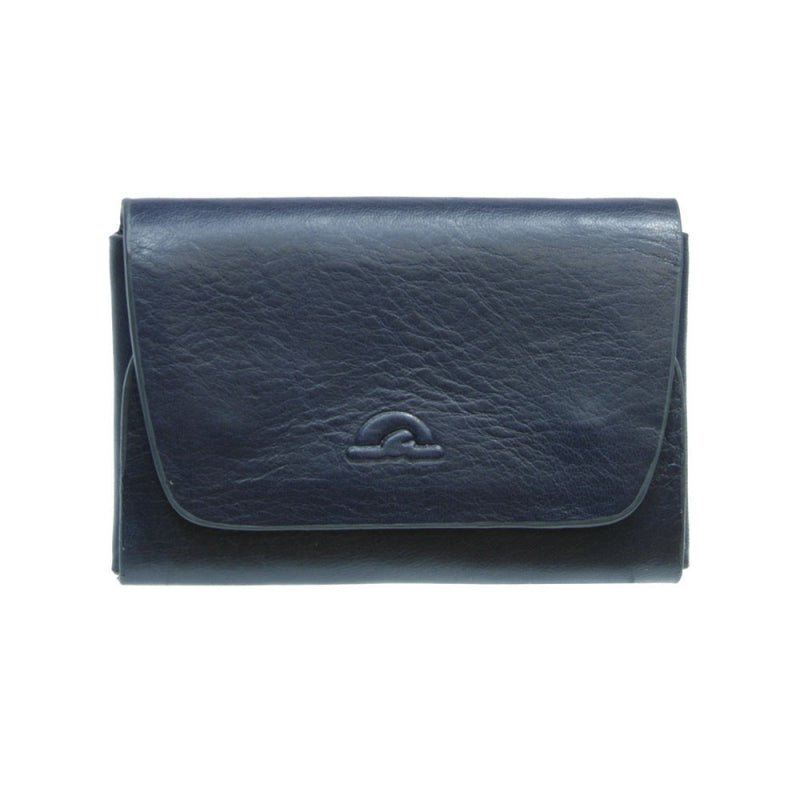Navy leather RFID card holder with flap Tony Perotti Nevada 3740+RFID navy — embossed turtle emblem