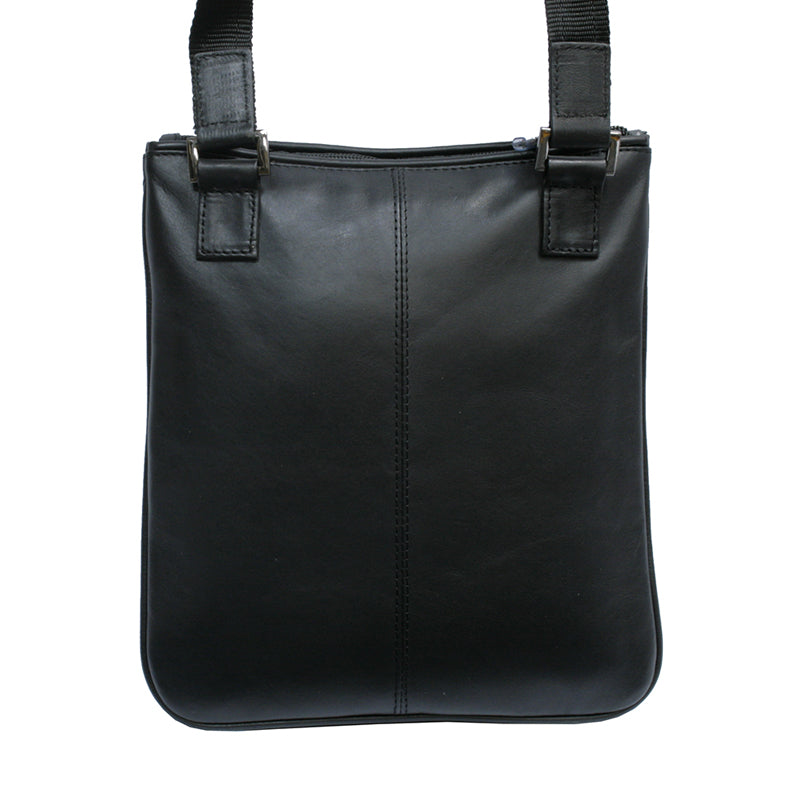 Back of the black Cortina 6045 — plain leather with the central seam and the leather tabs of the strap