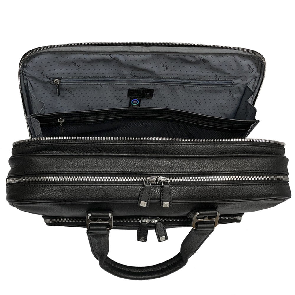 Briefcase for notebook leather black Tony Perotti Contatto 8976 nero