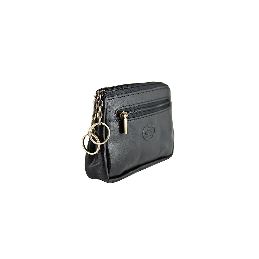 Black leather key case with two key rings — Tony Perotti Italico 1940 nero 