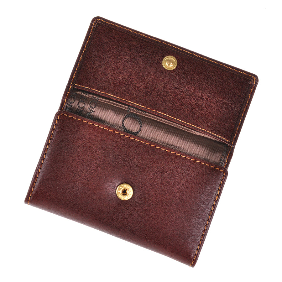 Dark brown leather key case zip pocket — Tony Perotti Italico 1117 moro