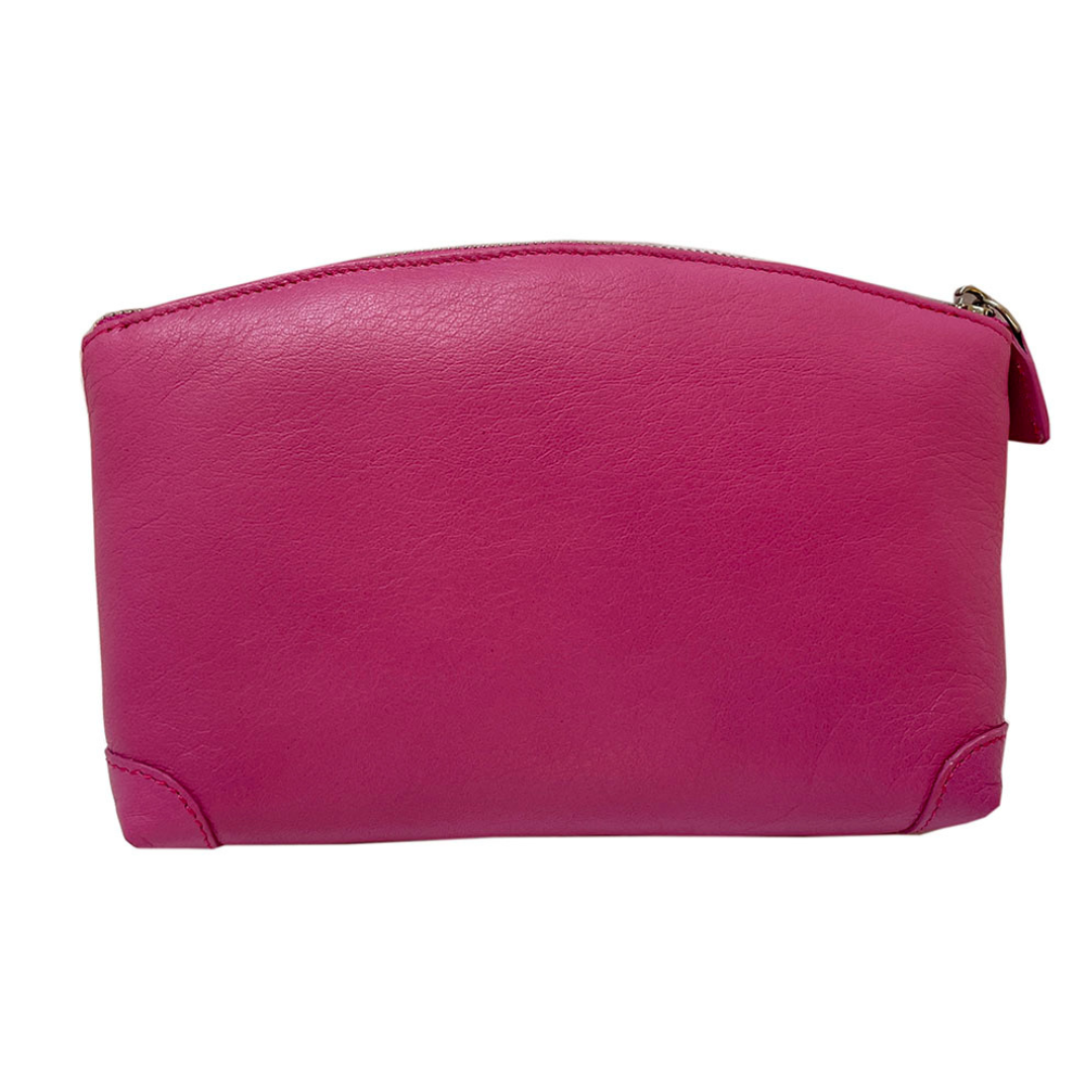 Tony Perotti Contatto 1779 dalia pink leather cosmetic bag — back view