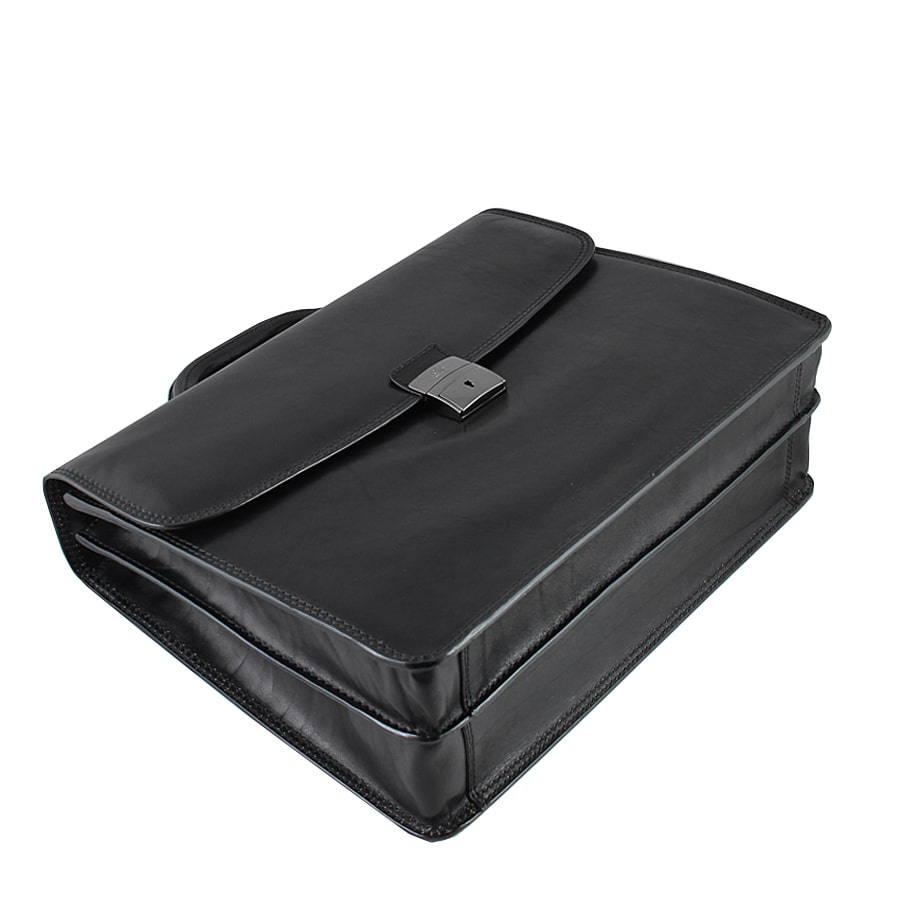 Briefcase leather black Tony Perotti Italico 8008-40 nero