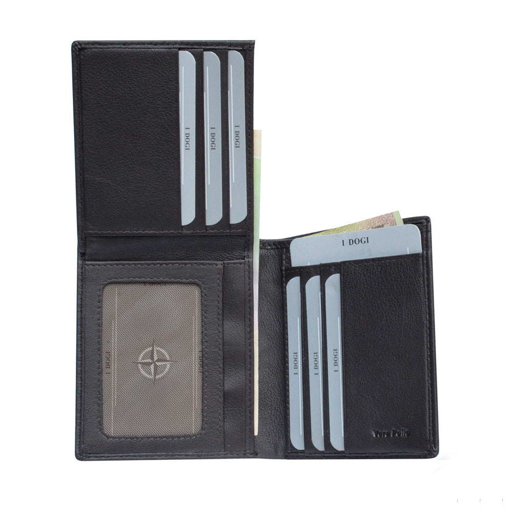 Dark brown leather bifold wallet handcrafted in Italy — Tony Perotti Cortina 5079