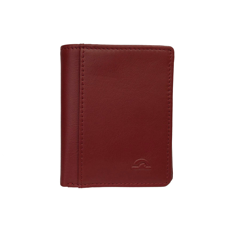 Tony Perotti New Rainbow 1034 rosso — the red leather card holder closed, front face with the embossed Tony Perotti turtle