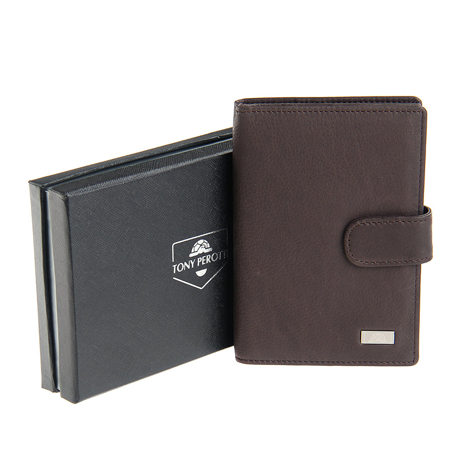 Contatto 1424 moro document holder next to its branded Tony Perotti box