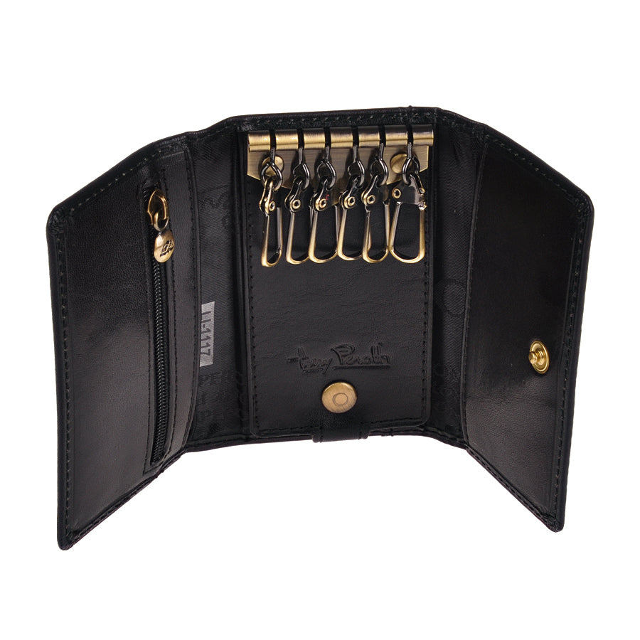 Black leather key case detail — Tony Perotti Italico 1117 nero