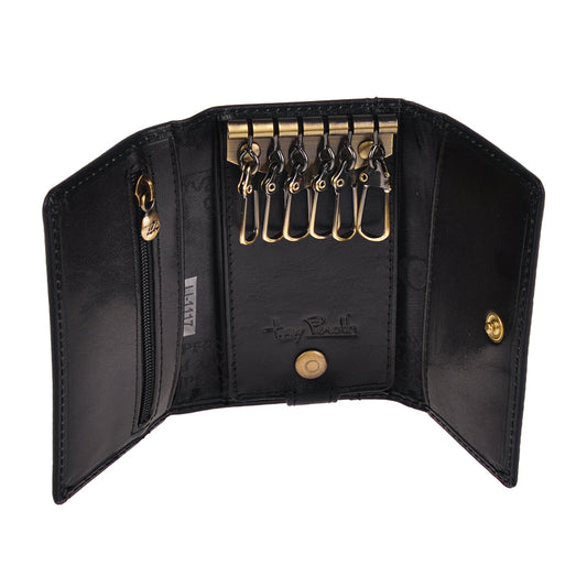 Black leather key case detail — Tony Perotti Italico 1117 nero