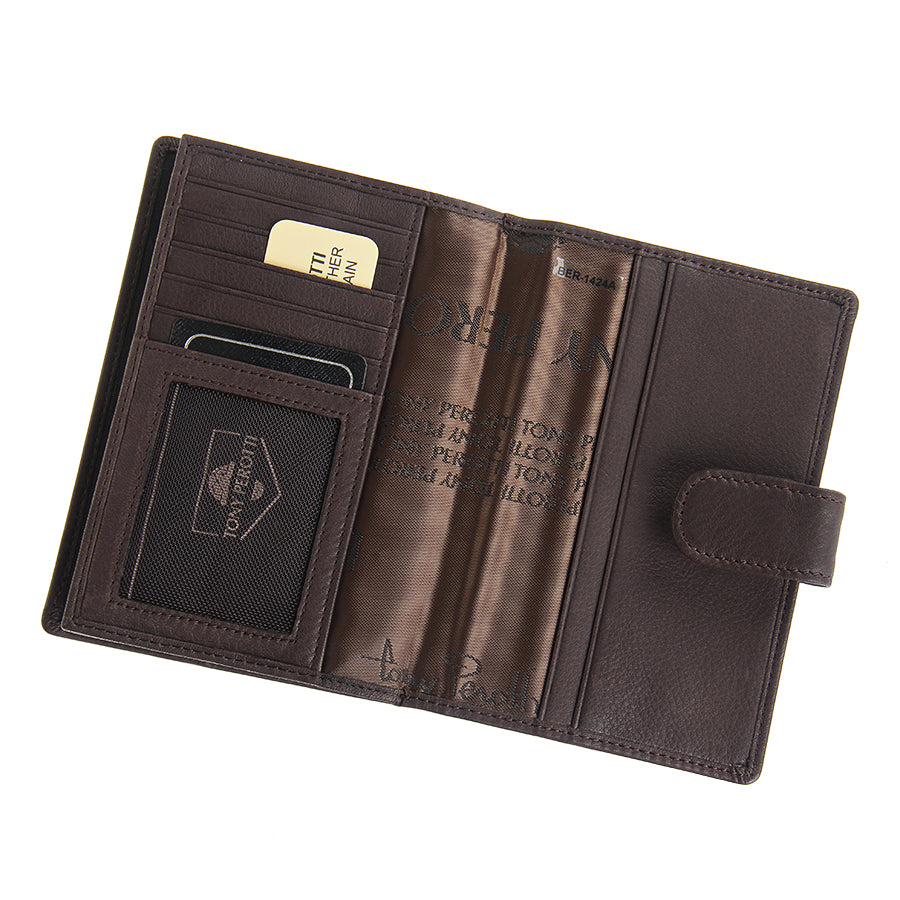Contatto 1424 moro open — card slots, the mesh ID window and the branded lining