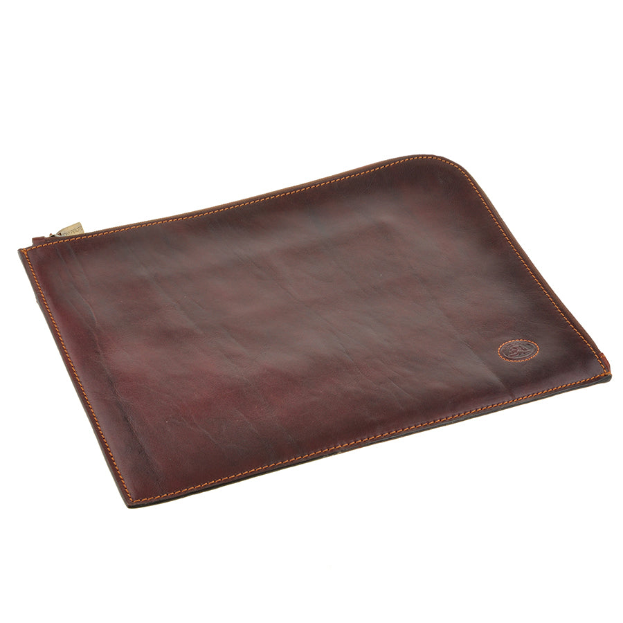 Dark brown Italico 8017L lying flat — glossy leather with tan stitching along the edge