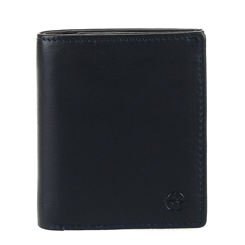 Tony Perotti navy calf leather slim bifold wallet — Cortina 5089 navy