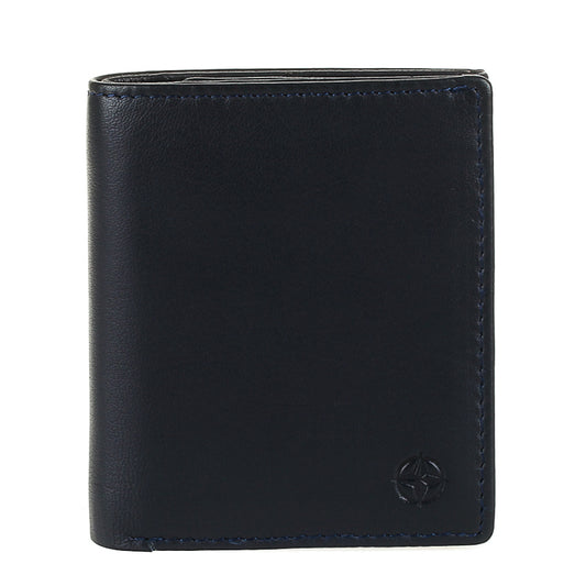 Tony Perotti navy calf leather slim bifold wallet — Cortina 5089 navy