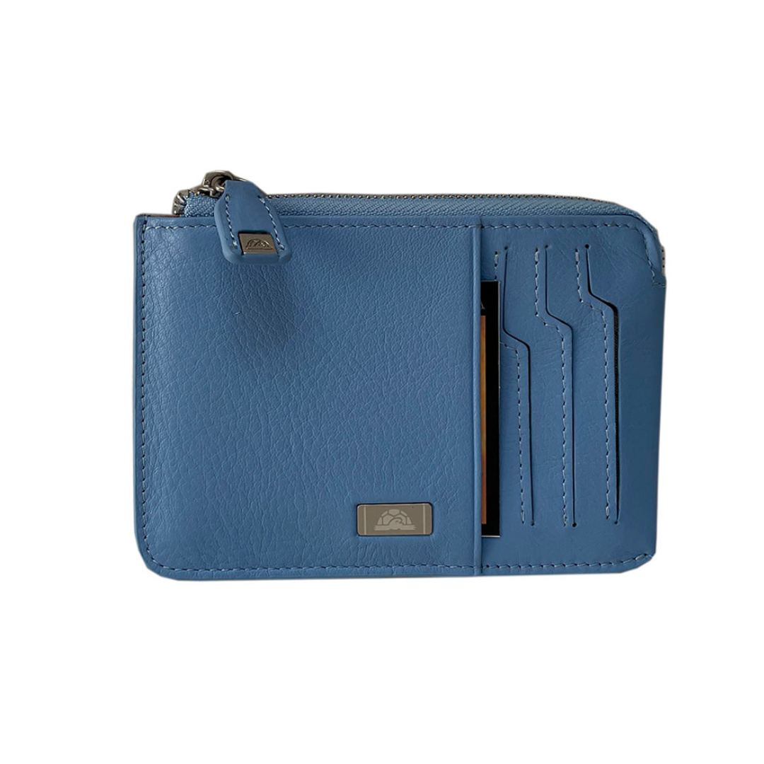 Tony Perotti Contatto 3825N-13.5 baby light blue leather card holder — front view