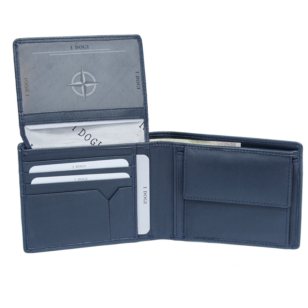 Tony Perotti Cortina 5012 navy with the inner panel raised, showing the mesh ID window with the compass rose