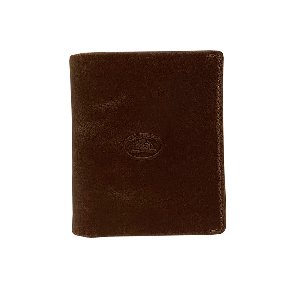 Tony Perotti Men’s Brown Vintage-Look Leather Bifold Wallet — Arno 1165 whisky