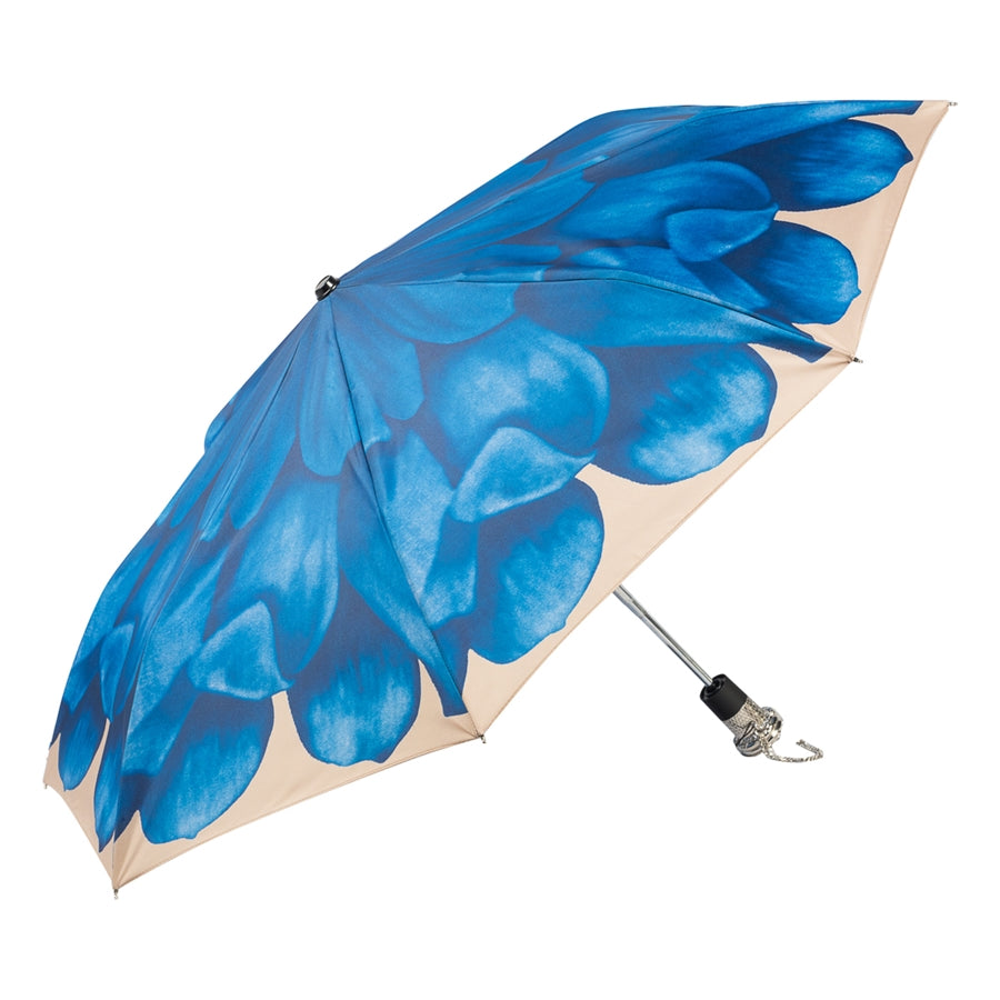 Umbrella with blue floral pattern on a white background