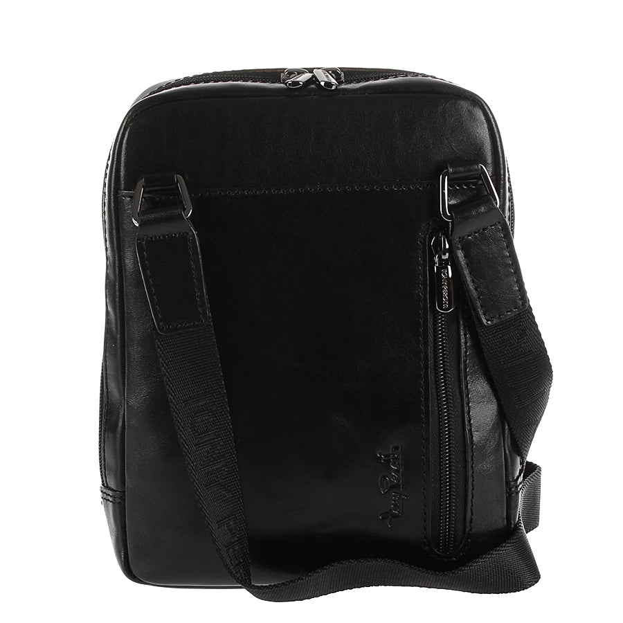 Back of the black Italico 9984 — vertical rear zip pocket, embossed Tony Perotti signature and black textile strap