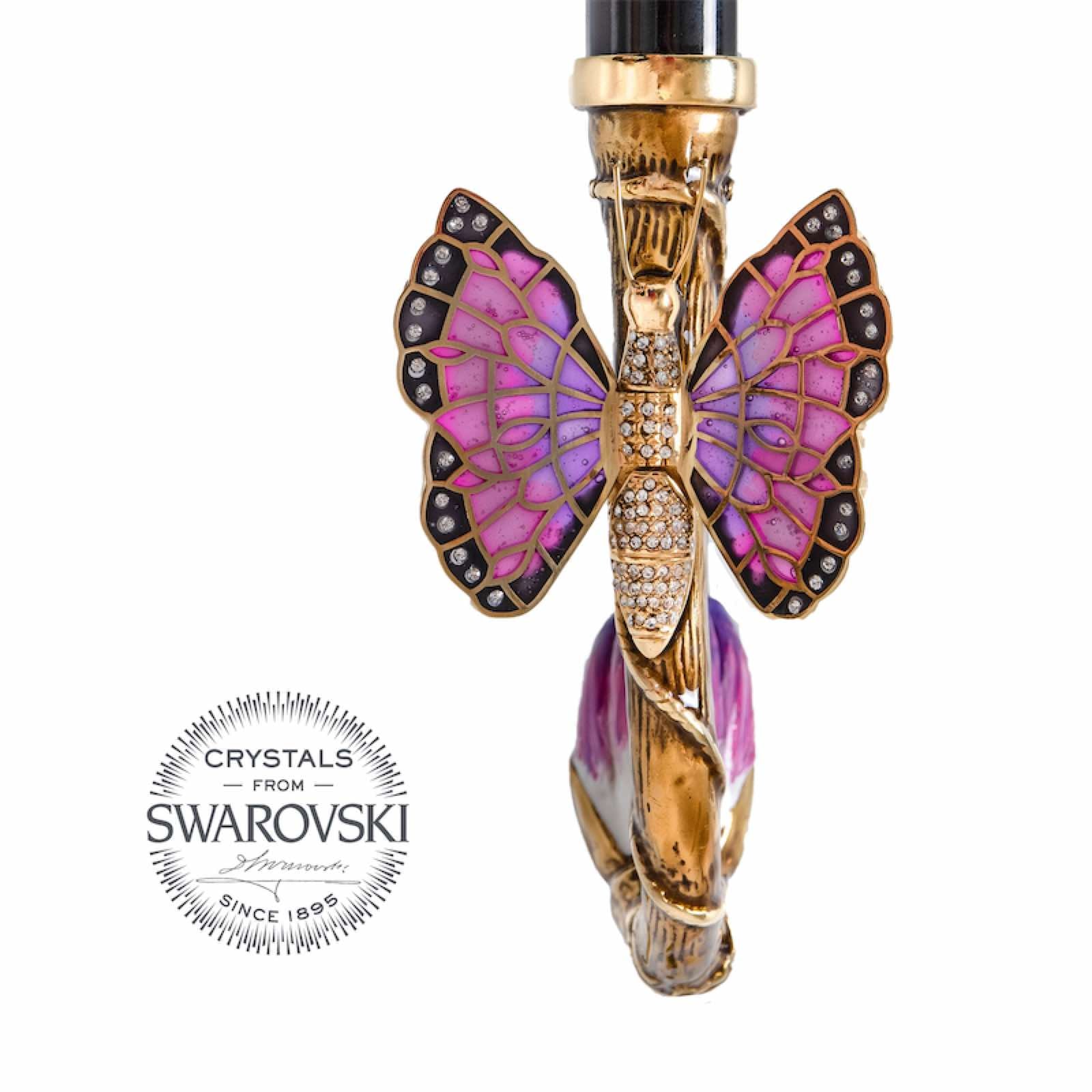 Luxurious Pasotti umbrella handle with butterfly and buds - img 1