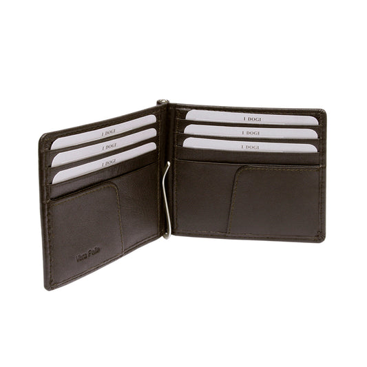 Dark brown leather money clip wallet  — Tony Perotti Cortina 5000 moro - on a white background