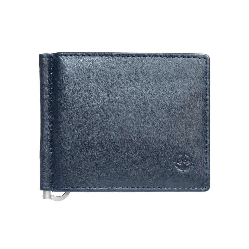 Tony Perotti navy calf leather money clip wallet — Cortina 5000 navy