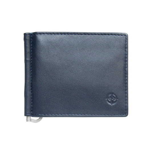 Tony Perotti navy calf leather money clip wallet — Cortina 5000 navy