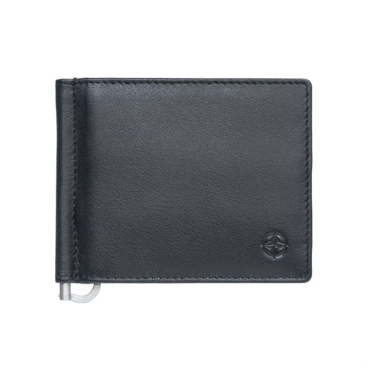 Tony Perotti black calf leather money clip wallet — Cortina 5000 - on a white background
