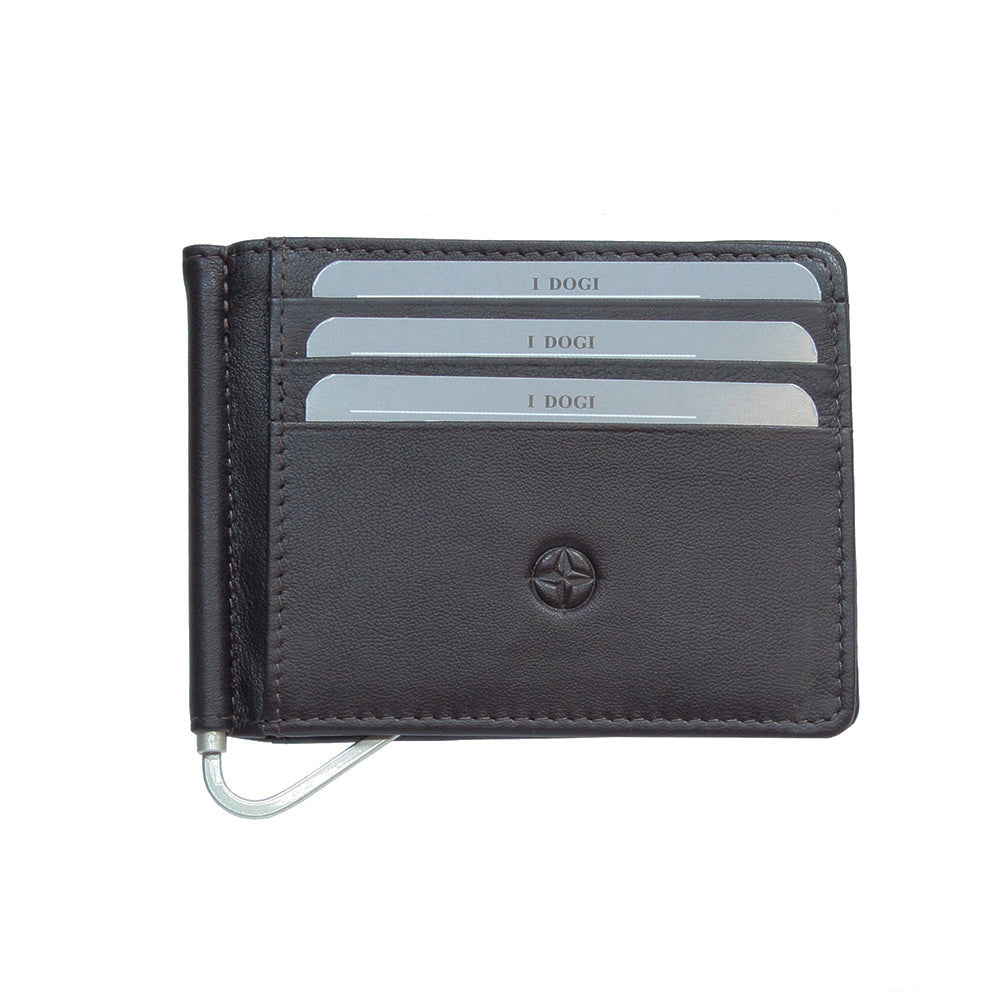 Tony Perotti dark brown calf leather money clip wallet — Cortina 5040 moro