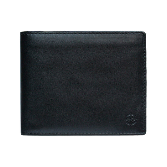 Black Tony Perotti Cortina 5068 leather card wallet seen straight on, closed