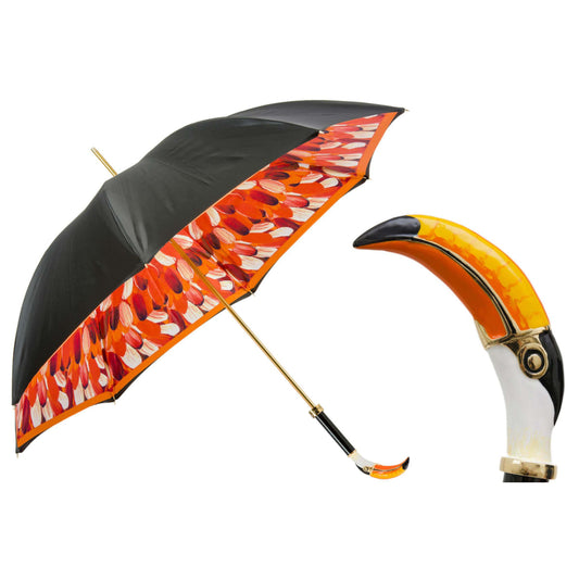 Exotic and colourful cane umbrella with Toucan handle by Pasotti