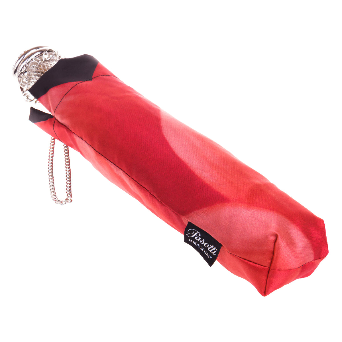 Pasotti Women’s Lux Red Dahlia Folding Umbrella with Jeweled Handle