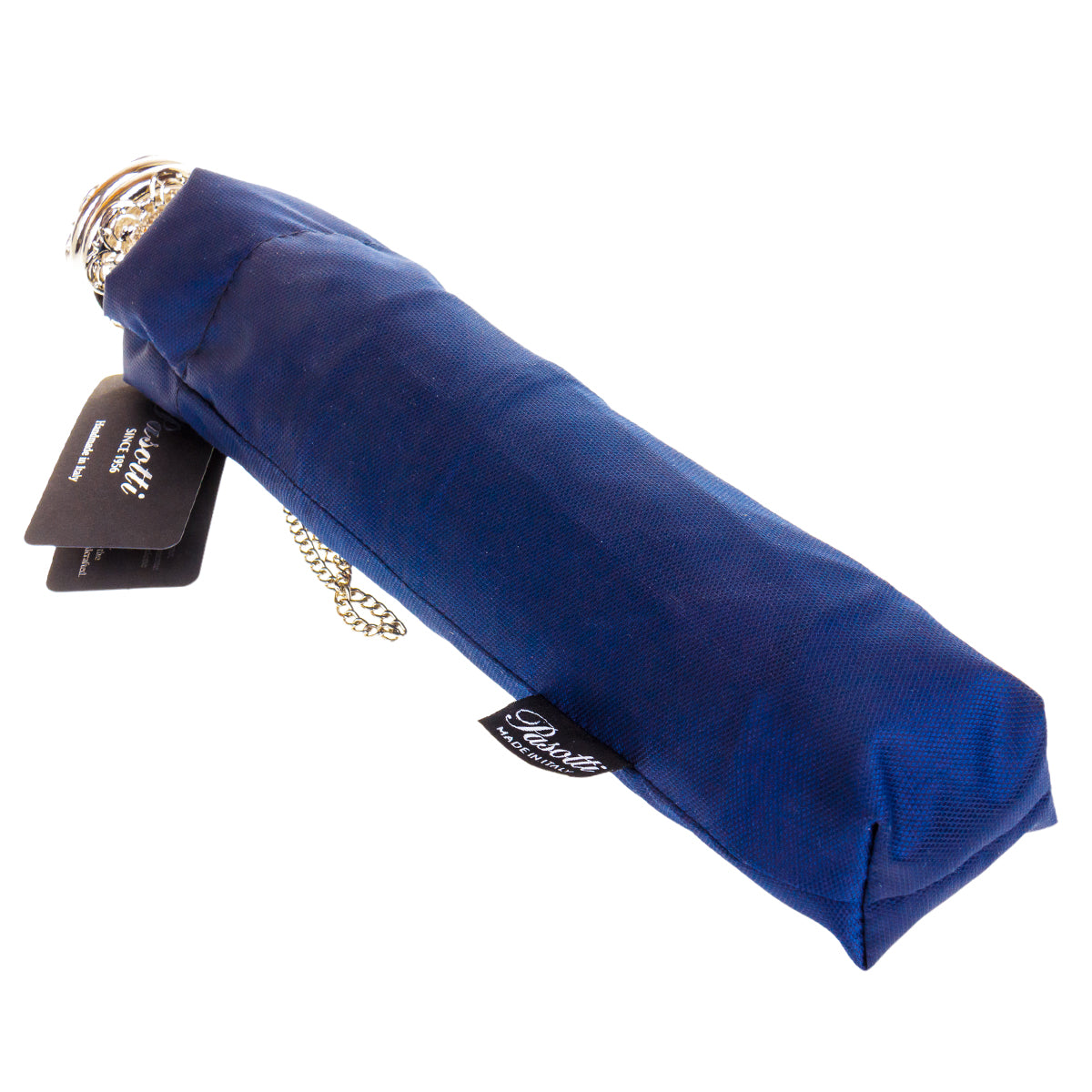 Pasotti Women’s Dark Blue Lux Folding Umbrella with Jeweled Handle