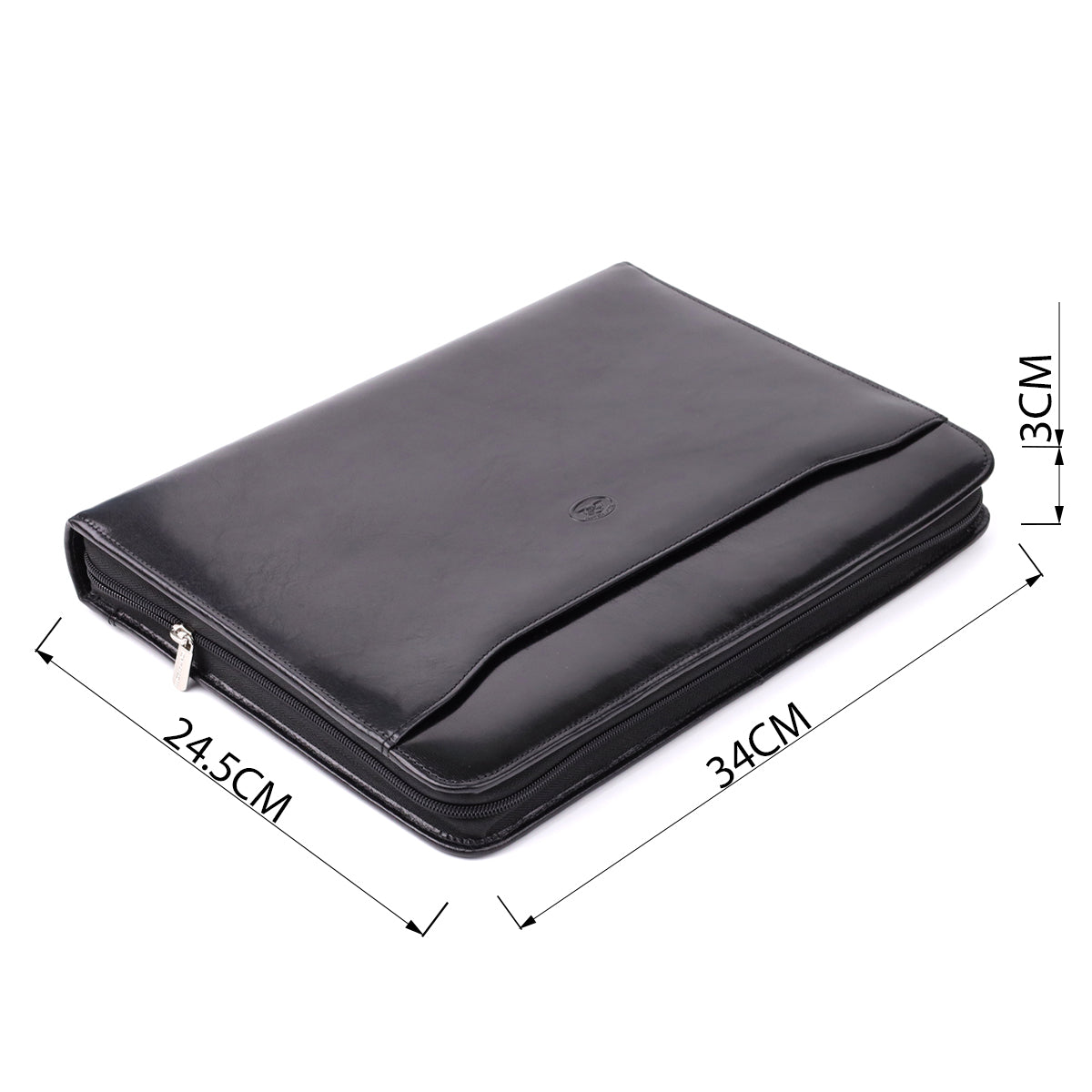 Dimensions of the Tony Perotti Italico 1278L padfolio — 24.5 × 34 × 3 cm