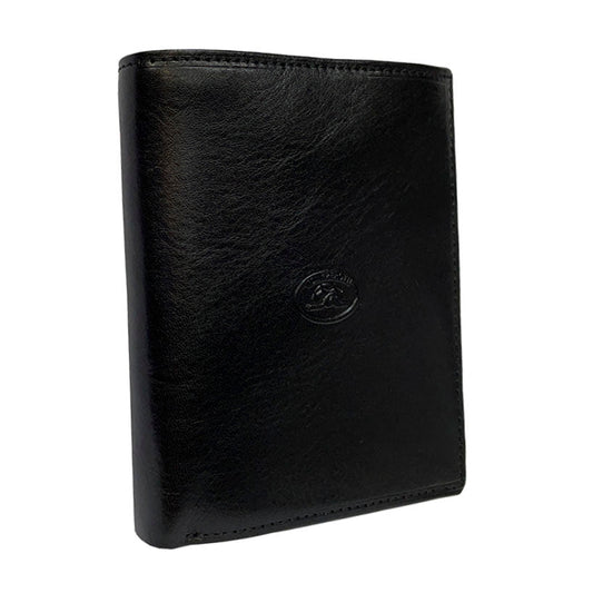 Tony Perotti Italico 2310 nero black leather card wallet — closed vertical format with the embossed turtle emblem and tonal stitching