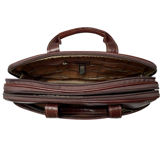 Dark brown leather laptop bag Tony Perotti Italico 7044-40 moro - photo 4