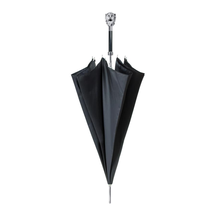 Umbrella cane men's black with silver handle Lion Pasotti 478-OXFORD/18