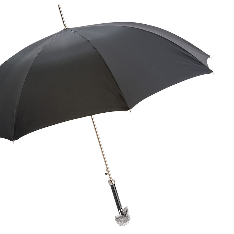 Luxury black Pasotti umbrella with Swarovski crystal skull handle - img 2