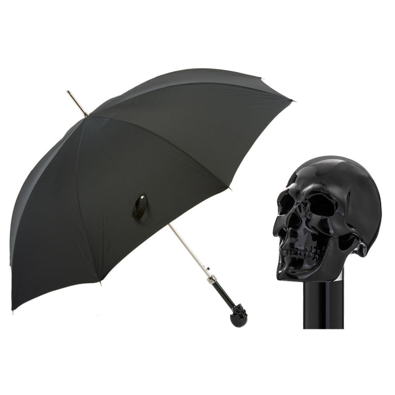 Men's black Pasotti umbrella with black skull 478 7079-8 W33ne -img 1