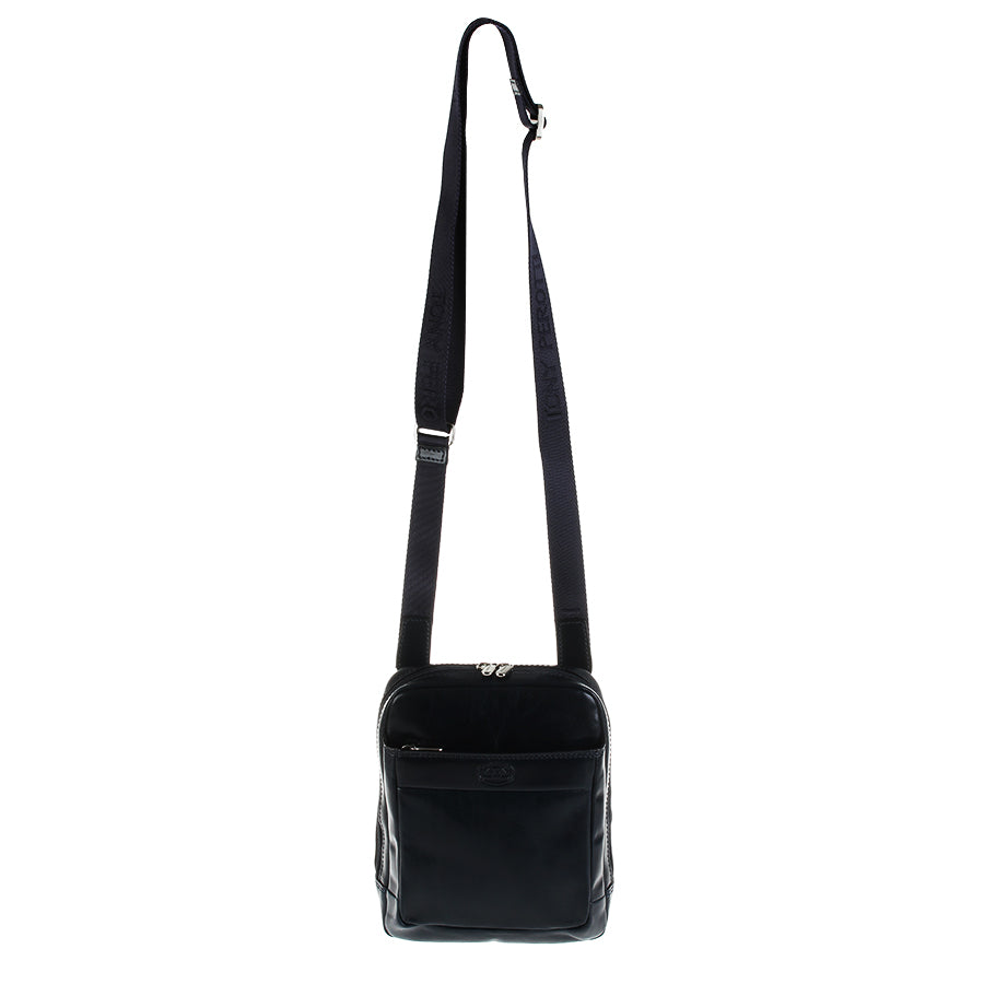 Tony Perotti Italico 9984 navy crossbody bag on the long textile strap with Tony Perotti lettering