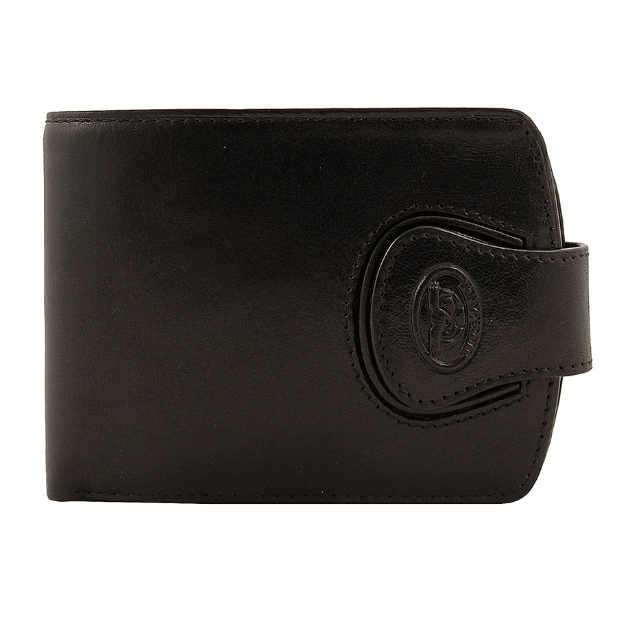 Tony Perotti men’s black leather bifold wallet with coin pocket Accademia 1471 nero front view