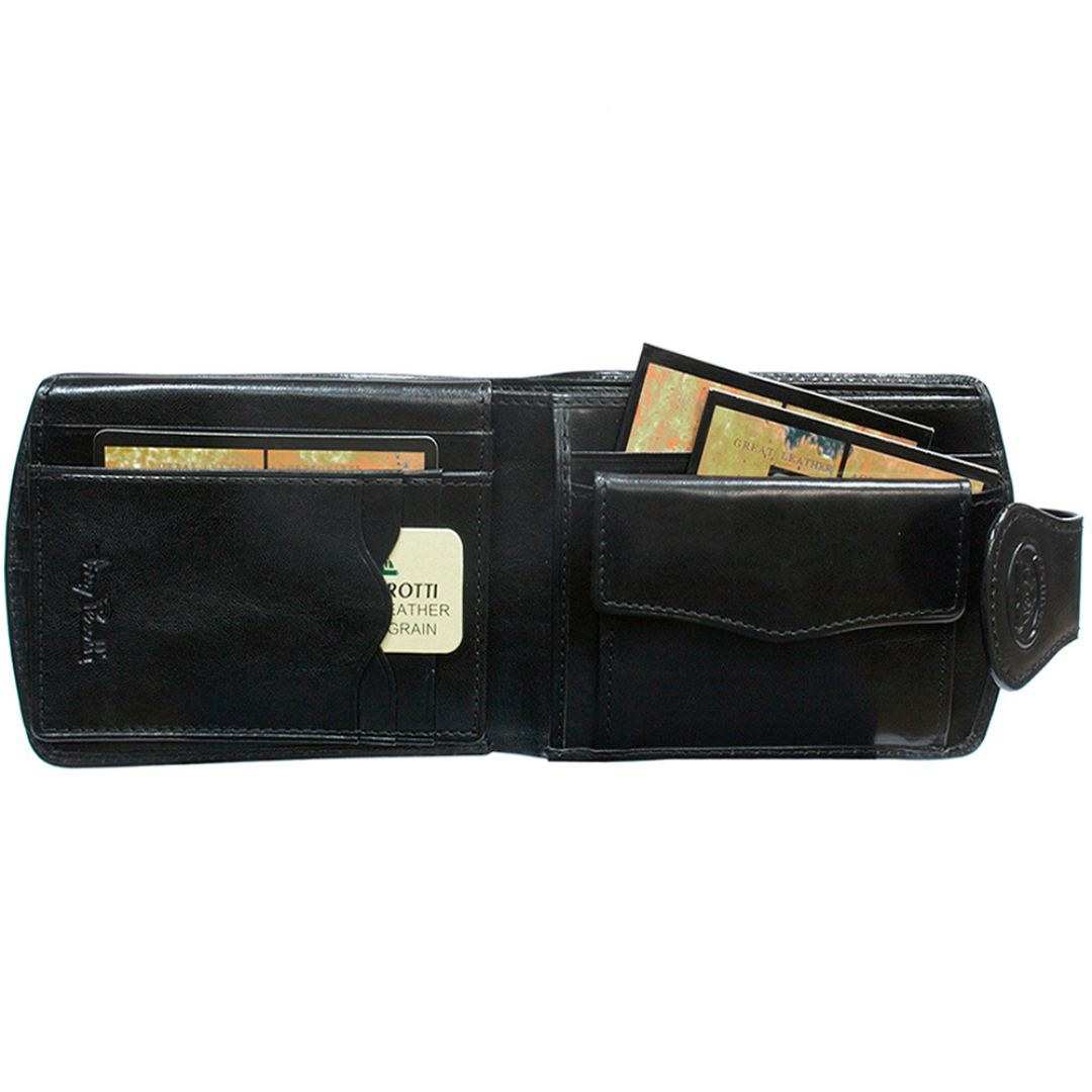 Tony Perotti men’s black leather bifold wallet back view Accademia 1471 nero