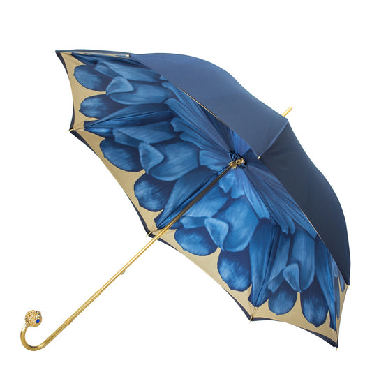 Pasotti Luxury Women’s Blue Dahlia Cane Umbrella — 189 21065-13 P17