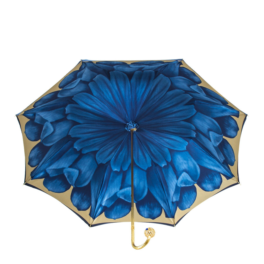 Pasotti Luxury Women’s Blue Dahlia Cane Umbrella — 189 21065-13 P17