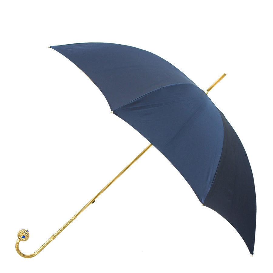 Pasotti Luxury Women’s Blue Dahlia Cane Umbrella — 189 21065-13 P17