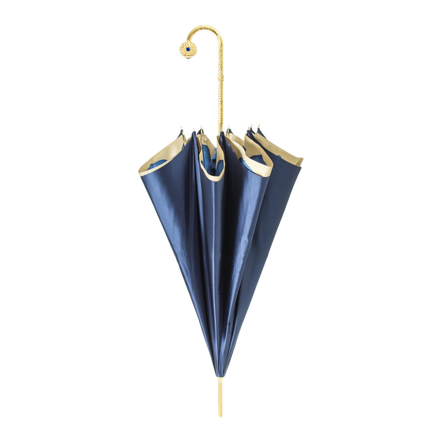 Pasotti Luxury Women’s Blue Dahlia Cane Umbrella — 189 21065-13 P17