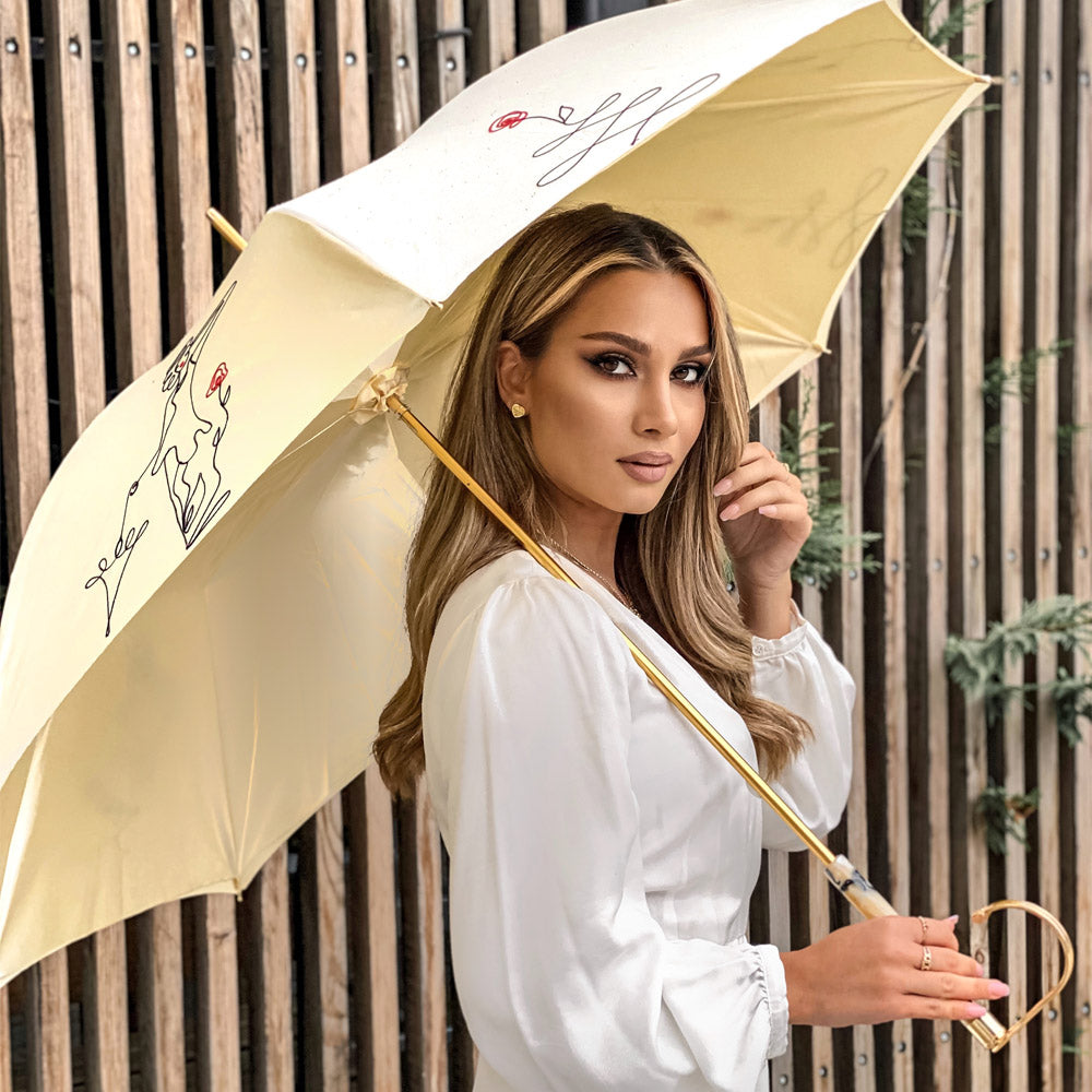 Girl with beige umbrella Pasotti 222 Plat-300 T8