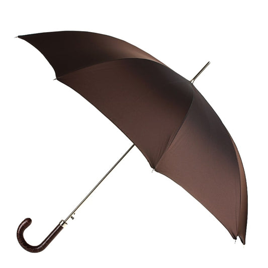 Umbrella cane men's brown with embossed leather handle Pasotti 478-OXFORD/17