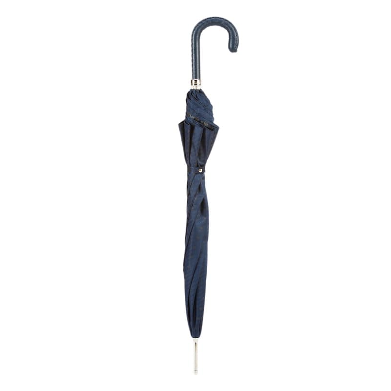 Umbrella cane men's blue with leather handle Pasotti 478 6279-3 N36